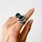 925 Silver Black Onyx Adjustable Locket Statement Ring