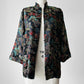 1960s Mid-Century Black Silk Chinoiserie Landscape Mandarin Collar Jacket - Sz. Sm