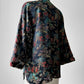 1960s Mid-Century Black Silk Chinoiserie Landscape Mandarin Collar Jacket - Sz. Sm