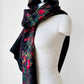 X-Large Black and Red Floral Italian Wool Scarf