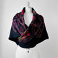 X-Large Black and Red Floral Italian Wool Scarf