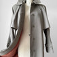 Vintage 1980s Classic Greige Wool Caped Trench Overcoat - Sz. S/M