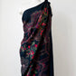 X-Large Black and Red Floral Italian Wool Scarf