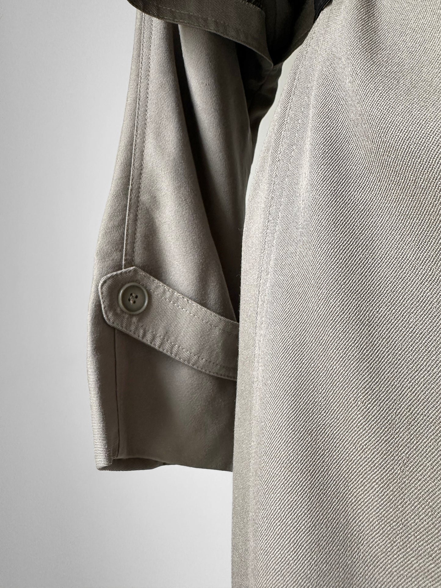 Vintage 1980s Classic Greige Wool Caped Trench Overcoat - Sz. S/M