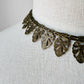 1920s Antiqued Gold Leaf Motif Tarnished Link Necklace