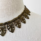 1920s Antiqued Gold Leaf Motif Tarnished Link Necklace