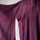 1980s Plum Navy Starburst Silk Kimono  - Sz. O/S