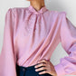 1960s Mauve Floral Embroidered Made in Italy Blouse  - Sz. S/M