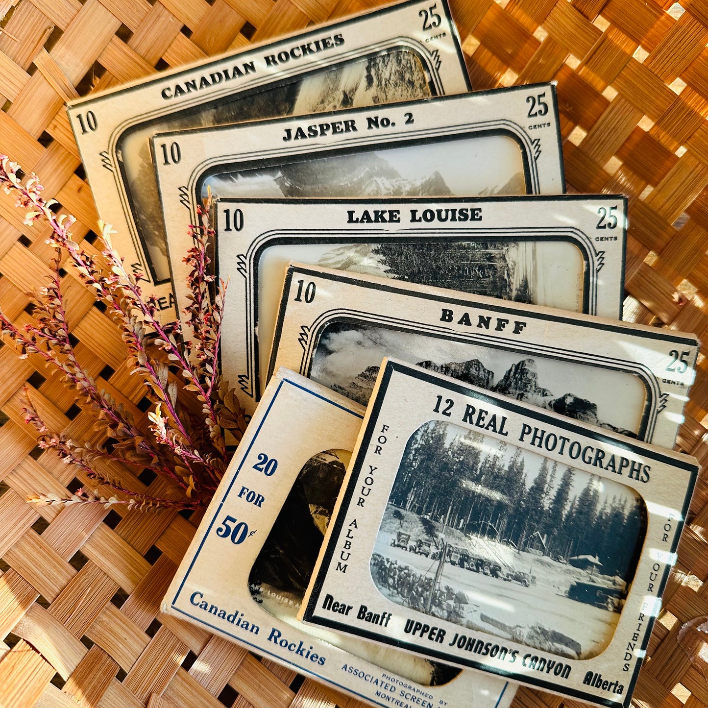 Early 1900s CANADIAN ROCKIES Black and White Photography Travel Souvenir Packs