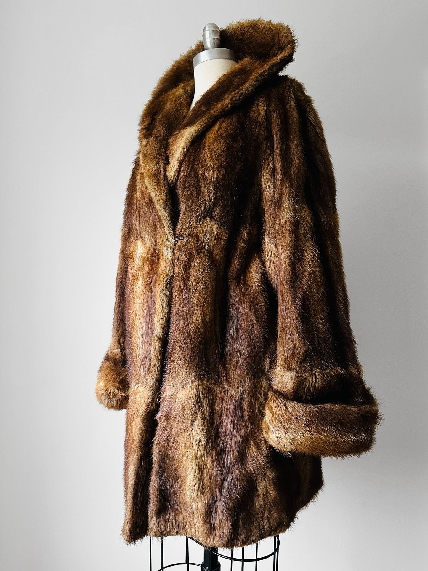 1960s Bell Sleeve A-line Fur Coat - Sz. S/M