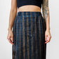 1980s Blue and Gold West Germany Textured Straight Split-Front / Back Wool Blend Skirt - Sz. S