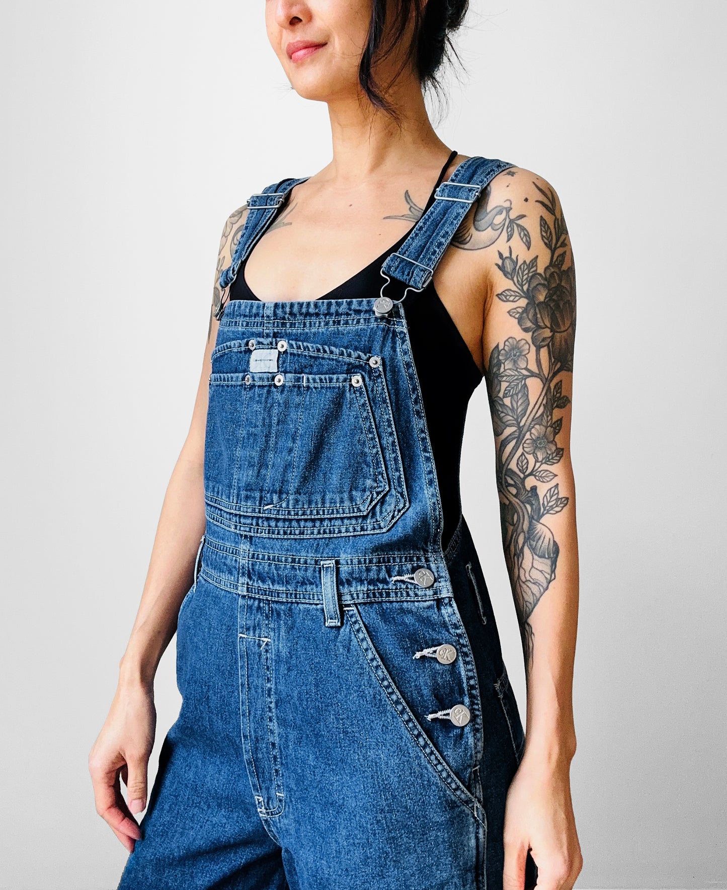 1990s Calvin Klein Dark Wash Overalls - Sz. S/M