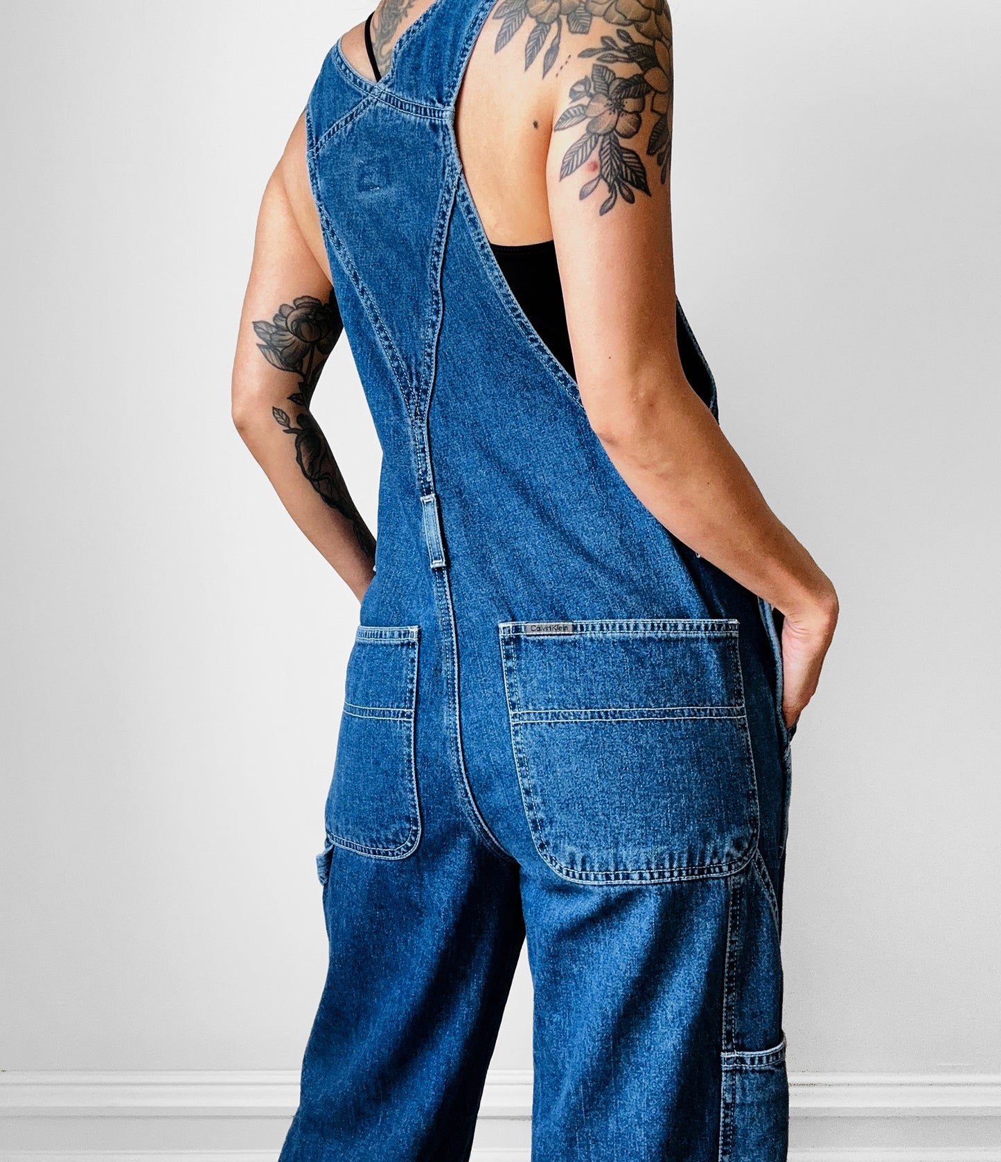 1990s Calvin Klein Dark Wash Overalls - Sz. S/M