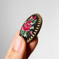 1950s Oval Roses Petit Point Brooch Pin