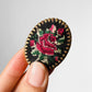 1950s Oval Roses Petit Point Brooch Pin