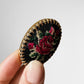 1950s Oval Roses Petit Point Brooch Pin