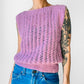 1970s - 1980s Mauve Hand-Knit Sleeveless Top - Sz. S/M