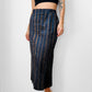 1980s Blue and Gold West Germany Textured Straight Split-Front / Back Wool Blend Skirt - Sz. S