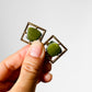 1980s Sarah Coventry Green Stone Square Gold-Toned Cufflinks