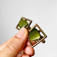 1980s Sarah Coventry Green Stone Square Gold-Toned Cufflinks