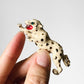 Emerald Green Glass Eyed Enamelled Metal Cheetah Brooch Pin