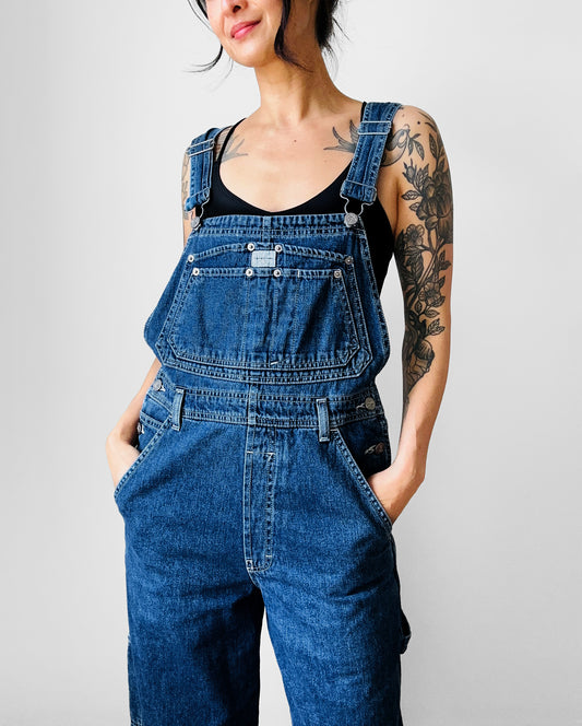 1990s Calvin Klein Dark Wash Overalls - Sz. S/M