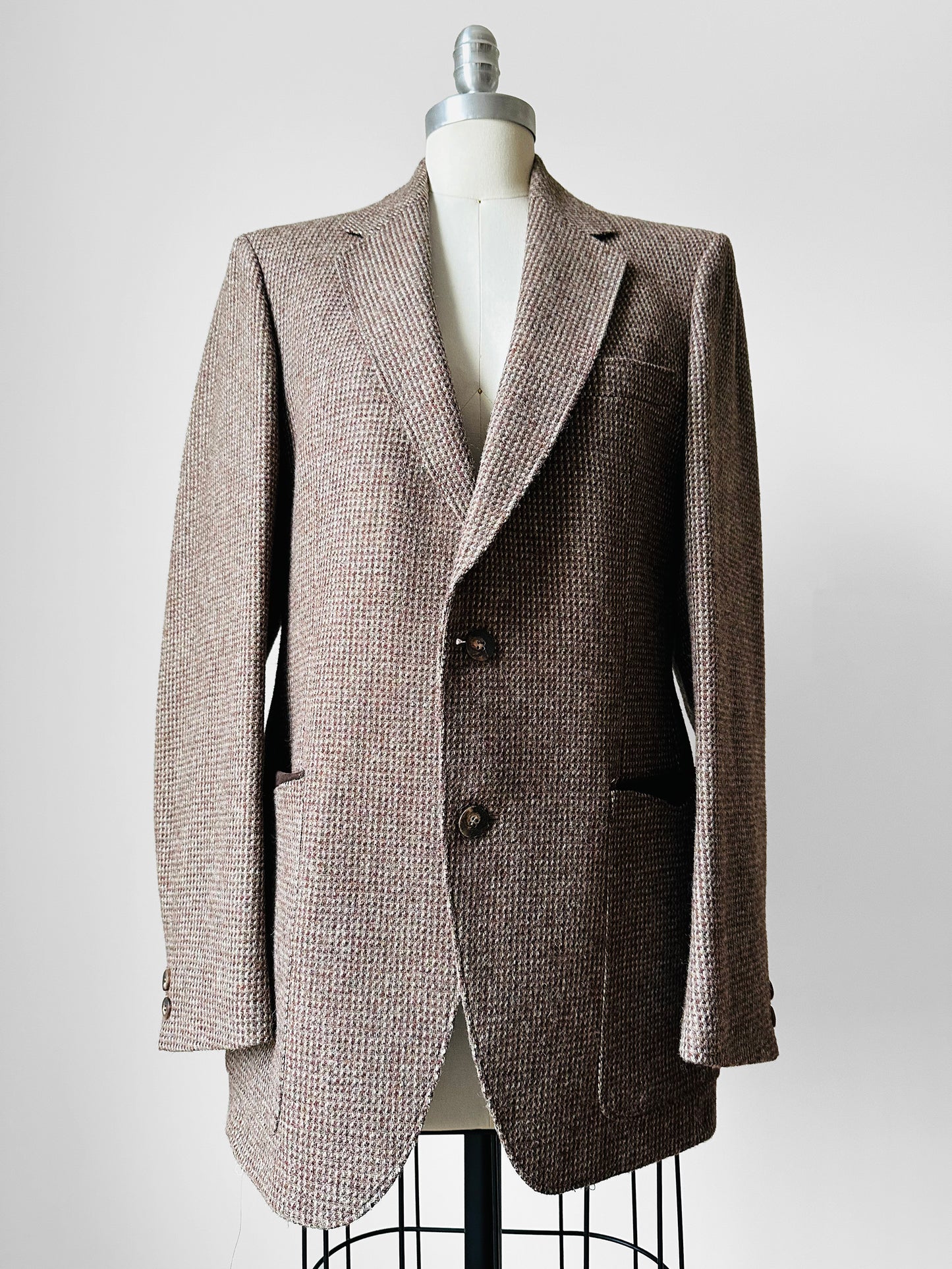 1950s - 1960s Brown Wool Tweed Blazer Jacket - Sz. S/M