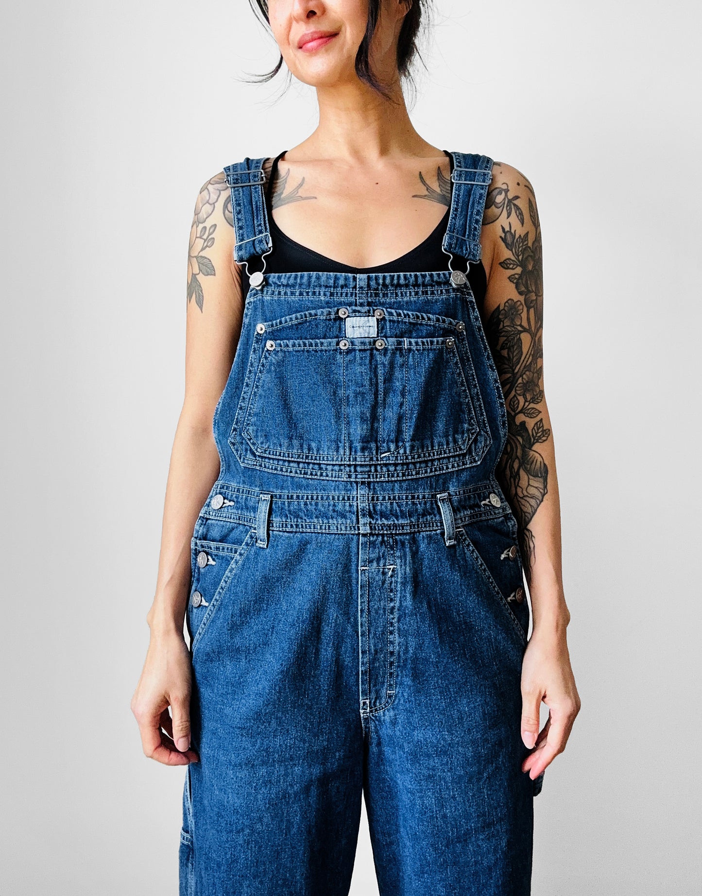 1990s Calvin Klein Dark Wash Overalls - Sz. S/M