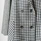 1980s Grey and Off-White Wool Houndstooth Blazer Double-Breasted Jacket- Sz. M