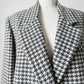 1980s Grey and Off-White Wool Houndstooth Blazer Double-Breasted Jacket- Sz. M