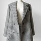 1980s Grey and Off-White Wool Houndstooth Blazer Double-Breasted Jacket- Sz. M