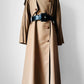 1980s Tan Wool Double Breasted Trench Duster Coat - Sz. S/M