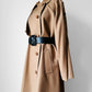 1980s Tan Wool Double Breasted Trench Duster Coat - Sz. S/M