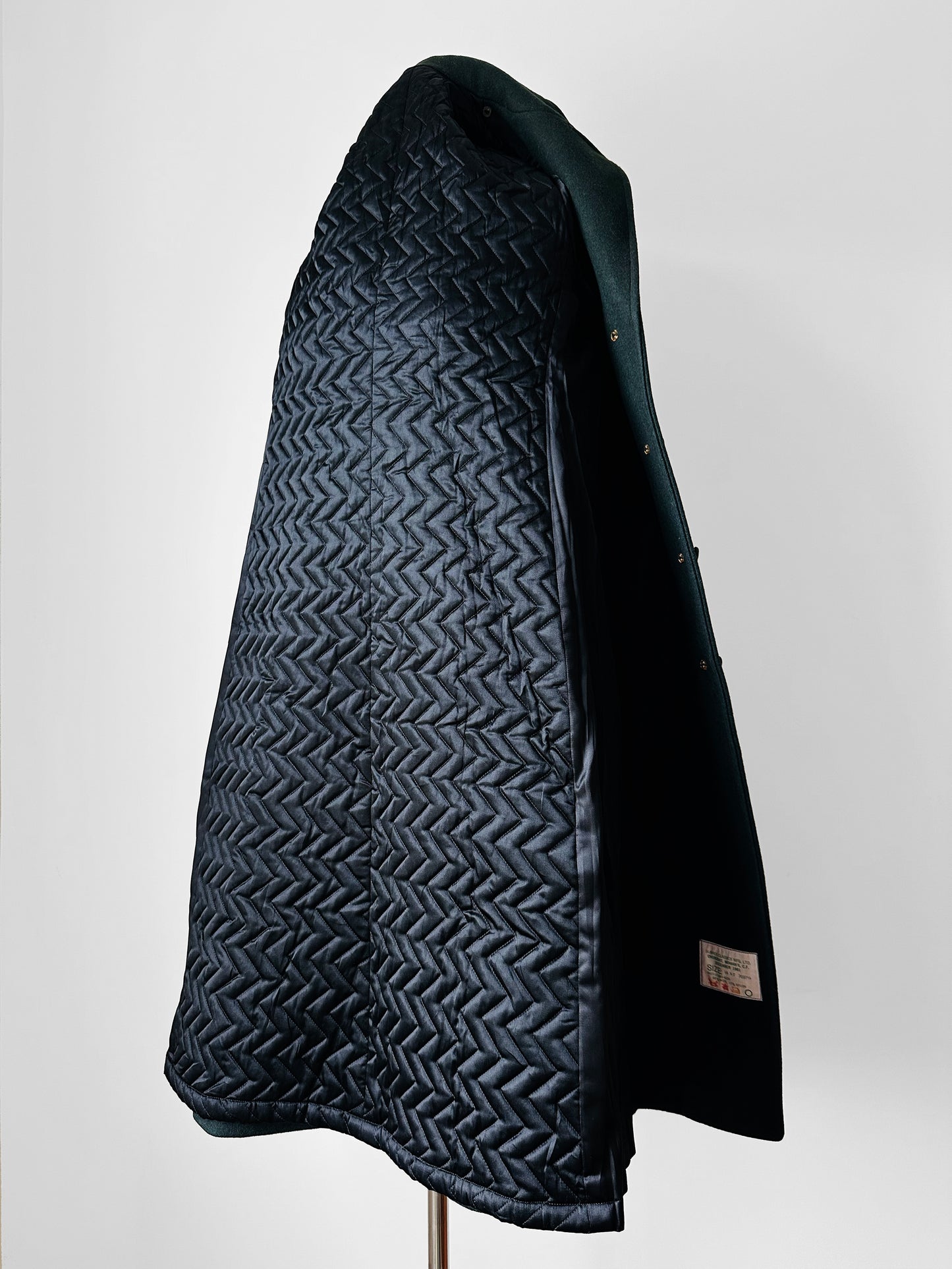 1980s Hunter Green Heavy Wool Military Overcoat - Sz. S/M