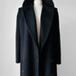 1980s Black Wool Exaggerated Collar Coat- Sz. S/M