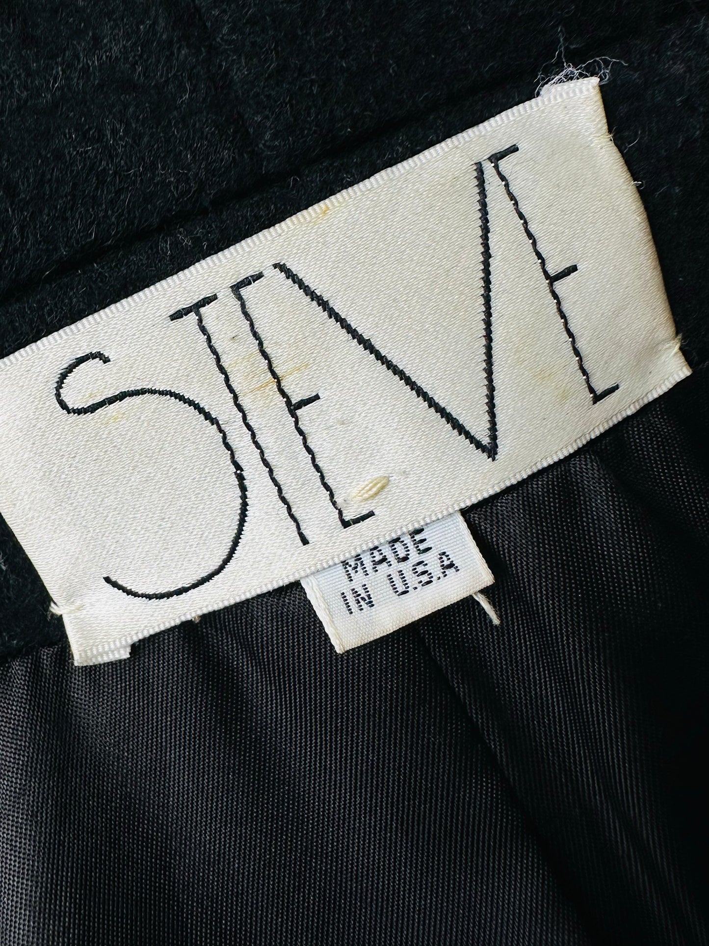 1980s Black Wool Exaggerated Collar Coat- Sz. S/M