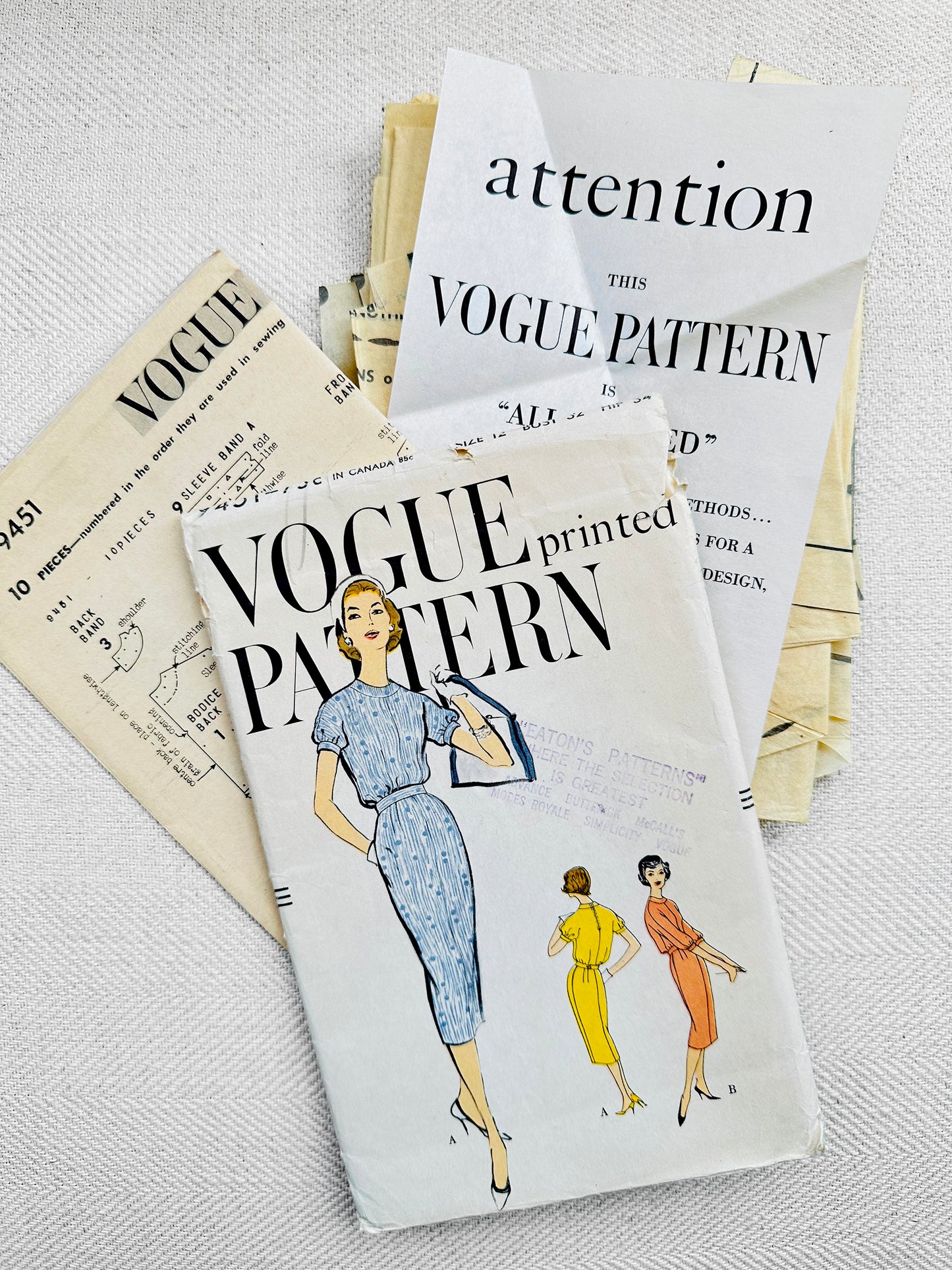 1960s Vintage Vogue Dress Sewing Pattern