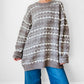 1980s Taupe Grey Wool Patterned Pullover Knit Sweater - O/S