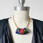 1980s Jewel-Toned Enamel Gold-Toned Statement Necklace