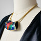1980s Jewel-Toned Enamel Gold-Toned Statement Necklace