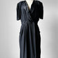 1980's Black Tuxedo Style Wrap Dress - Sz. S/M