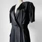 1980's Black Tuxedo Style Wrap Dress - Sz. S/M