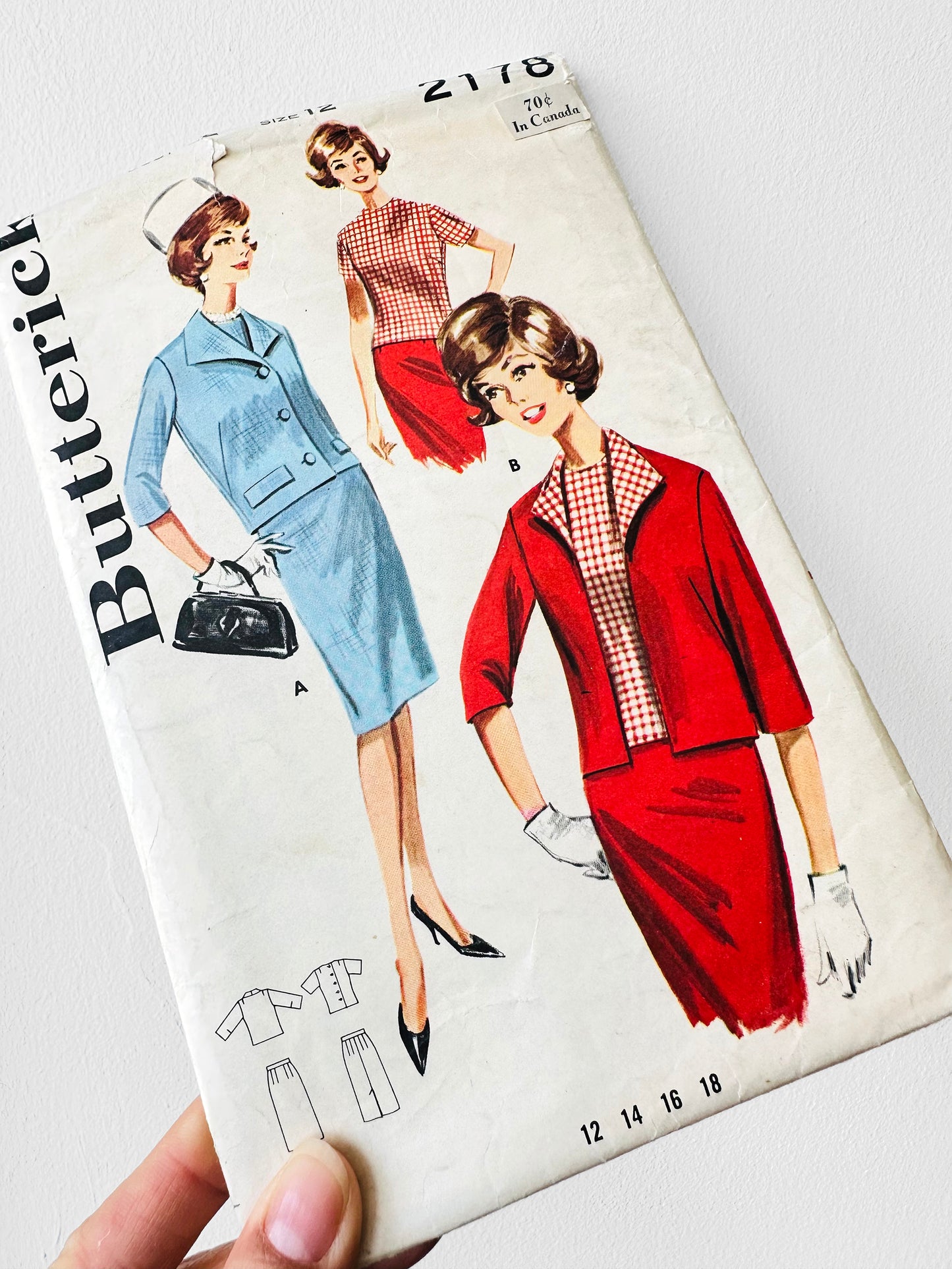 1960s Butterick Two-Piece Skirt Suit Set Sewing Pattern