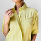 1980s West Germany Pale Chartreuse Short Sleeve Collared Blouse  - Sz. M