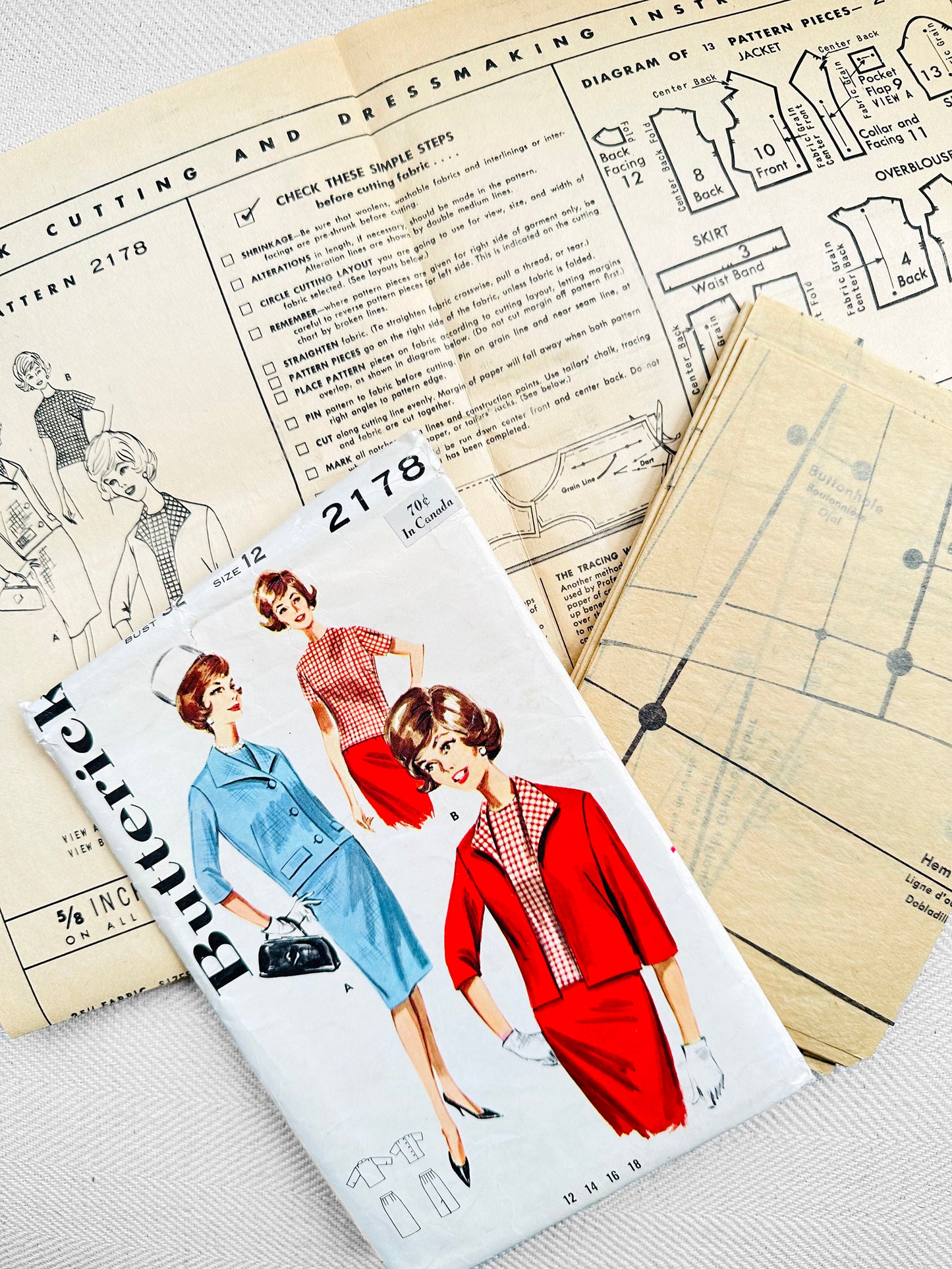 1960s Butterick Two-Piece Skirt Suit Set Sewing Pattern