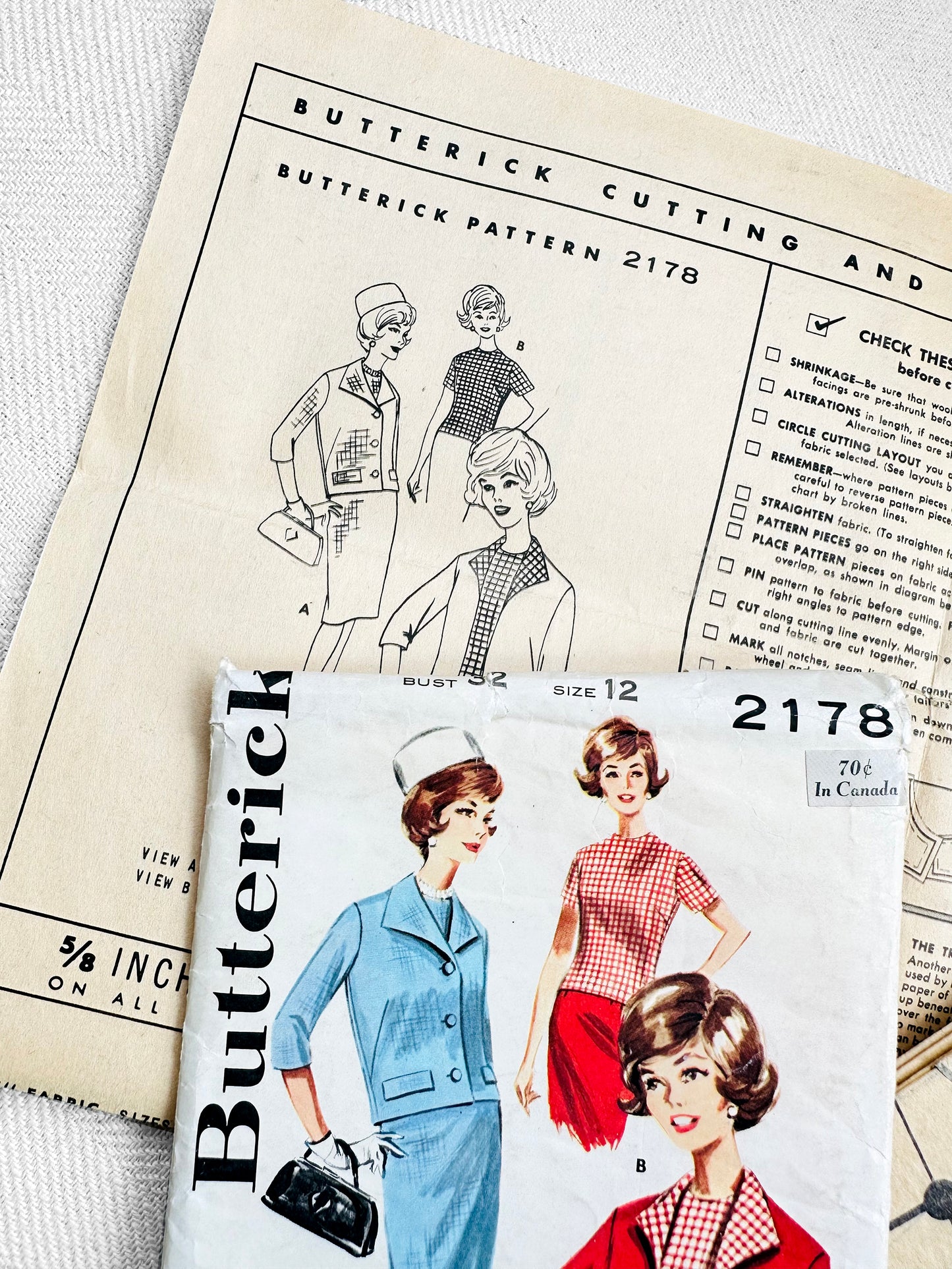 1960s Butterick Two-Piece Skirt Suit Set Sewing Pattern