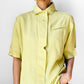 1980s West Germany Pale Chartreuse Short Sleeve Collared Blouse  - Sz. M