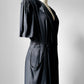 1980's Black Tuxedo Style Wrap Dress - Sz. S/M