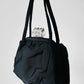 Vintage 1960s Black Fabric Handbag with Clear Lucite Clasp