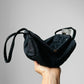 Vintage 1960s Black Fabric Handbag with Clear Lucite Clasp